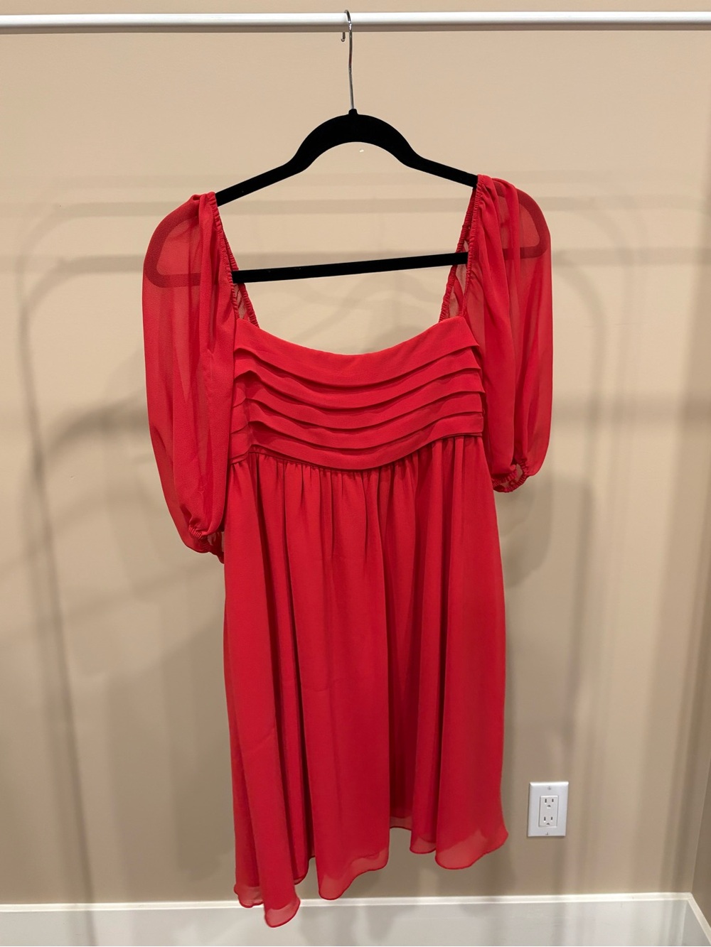 Wilfred Red Puff-Sleeve Mini Dress